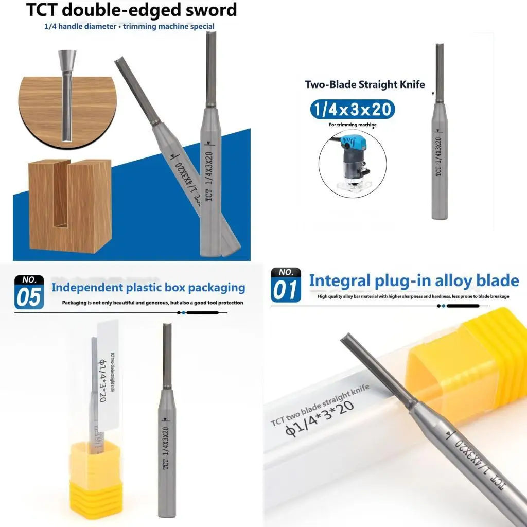 

3mm Straight Router Bit for Trimmers Double Flute Straight Bit 1/4Inch Shank