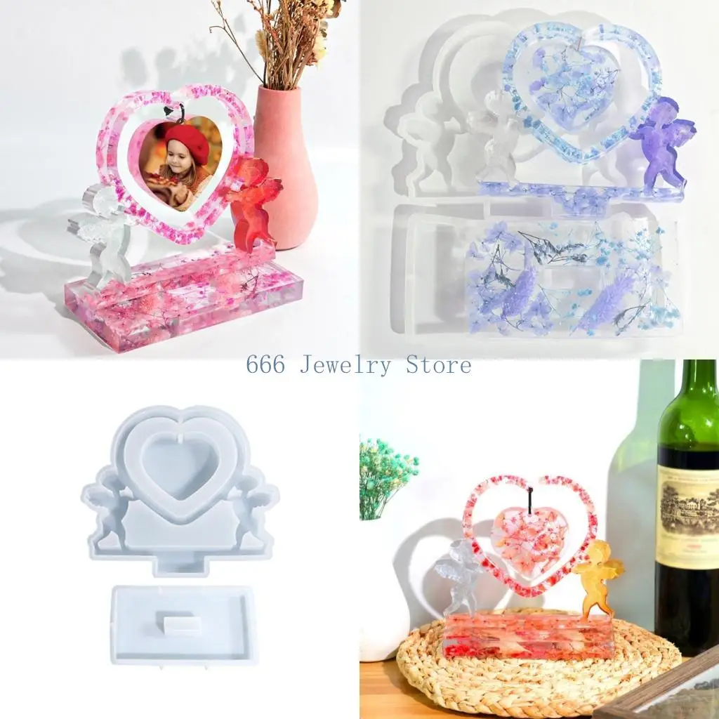 

F2TD Large Heart Resin Photo Frame Mold Silicone Picture Frame Mould for Home Decor