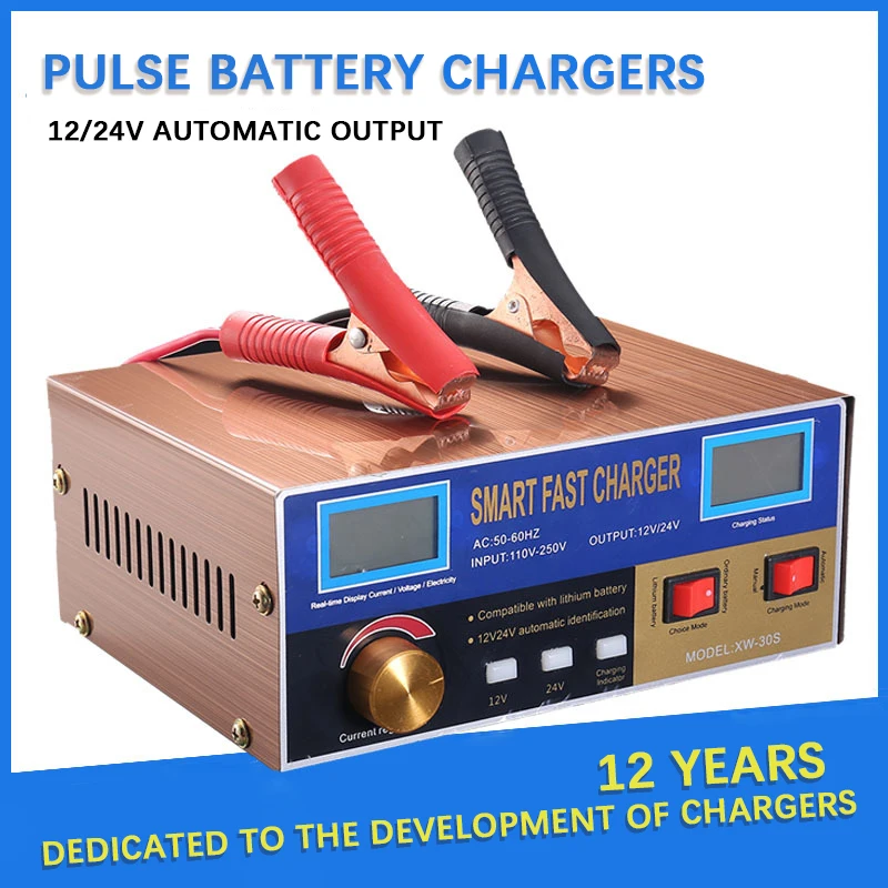 

12V24V Car Battery Charger 400W Power Smart Pulse Repair Automatic Pure Smart Fast Charger for Car Marine Truck Lorry