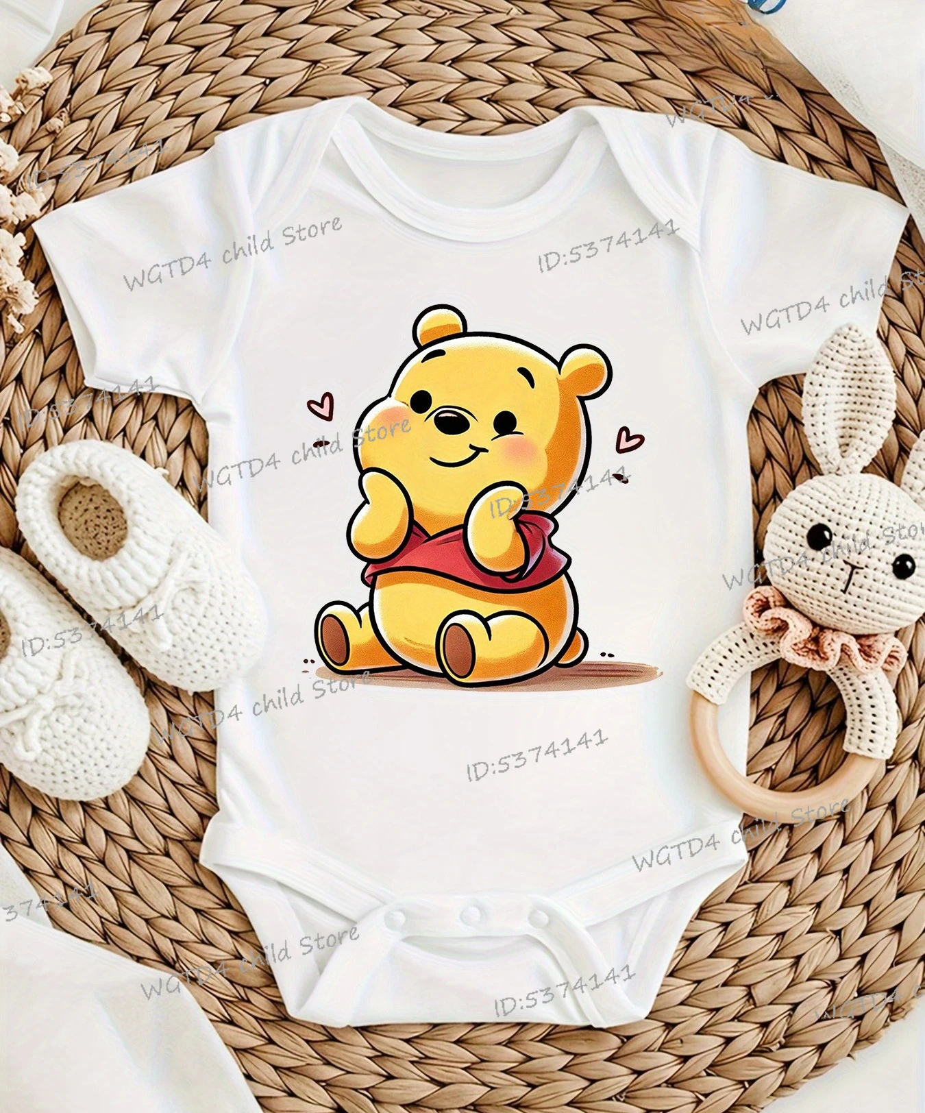 

Baby Girl Boy Jumpsuit Winnie The Pooh & Romper Onesie 100% Cotton Short Sleeve Bodysuit with Pooh Bear Outfit for Unisex