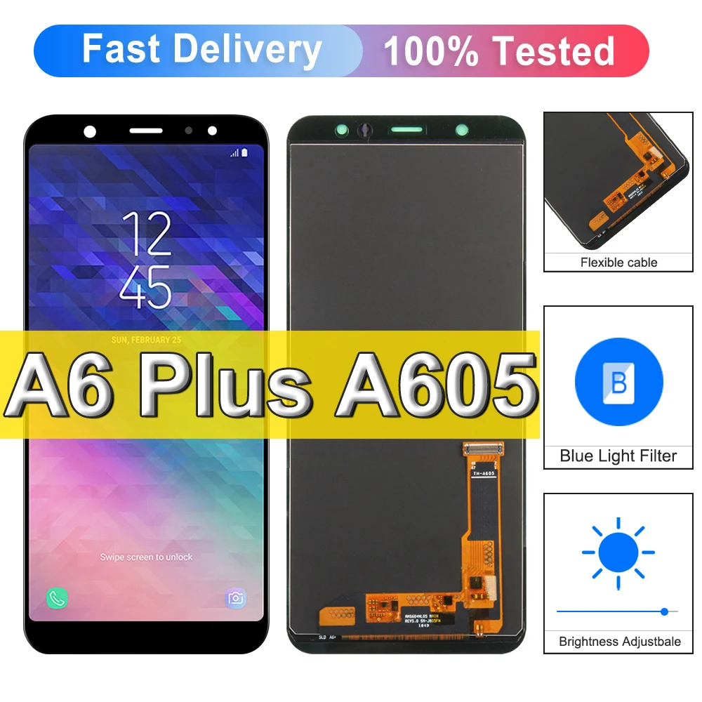 

For Samsung Galaxy A6 Plus 2018 A605 LCD Display Touch Screen Digitizer Assembly For Samsung A6 Plus A605 A605F A605FN A605G