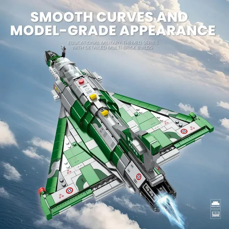 1012 pçs mirage 2000 lutador jato blocos de construção avião militar série modelo tijolos crianças brinquedos diy presentes do feriado ornamentos desktop