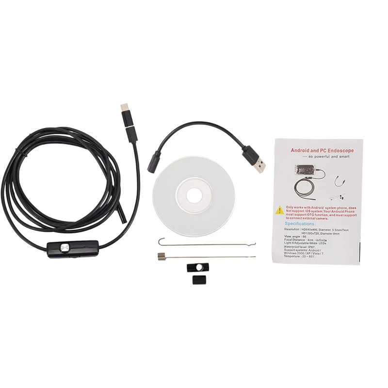 Phone Endoscope 5.5Mm Cable 640X480 HD USB Waterproof Endoscope Inspection Borescope Camera For Android Mobile Phone PC
