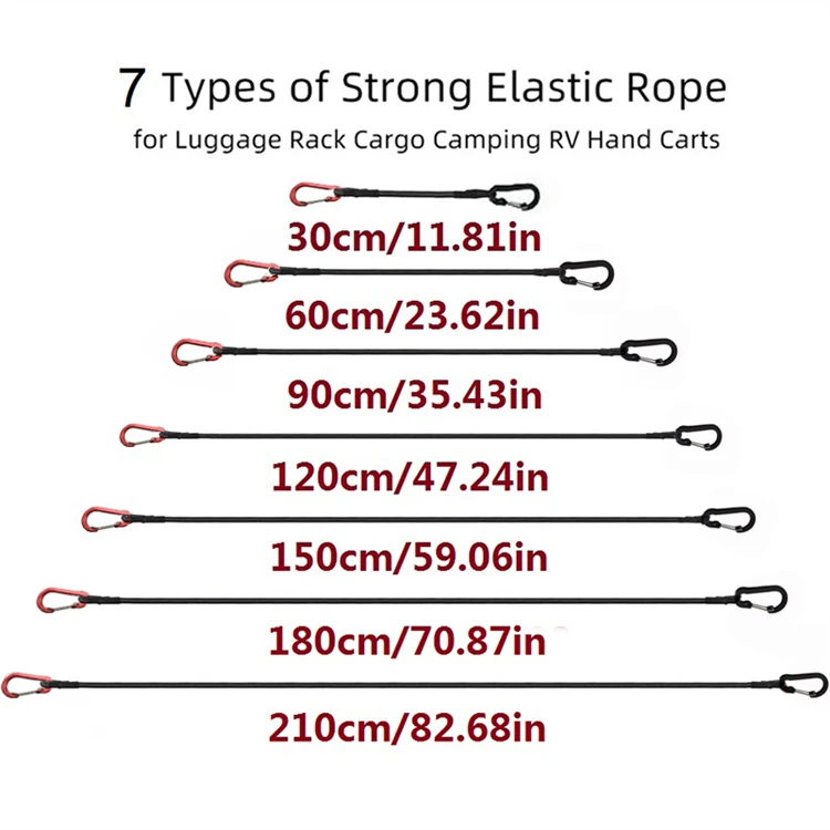 Outdoor Elastisches Seil 30-210 cm Seil mit Snap Ring Haken Kanu Fahrrad Gepäck Verpackung Seil Reise Zubehör – Detail 7