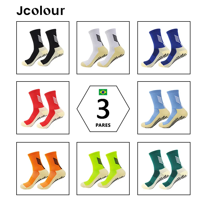 3 أزواج، جوارب رياضية من مادة البولي أميد للرجال، جوارب ركوب الدراجات، جوارب كرة القدم غير قابلة للانزلاق وقابلة للتنفس