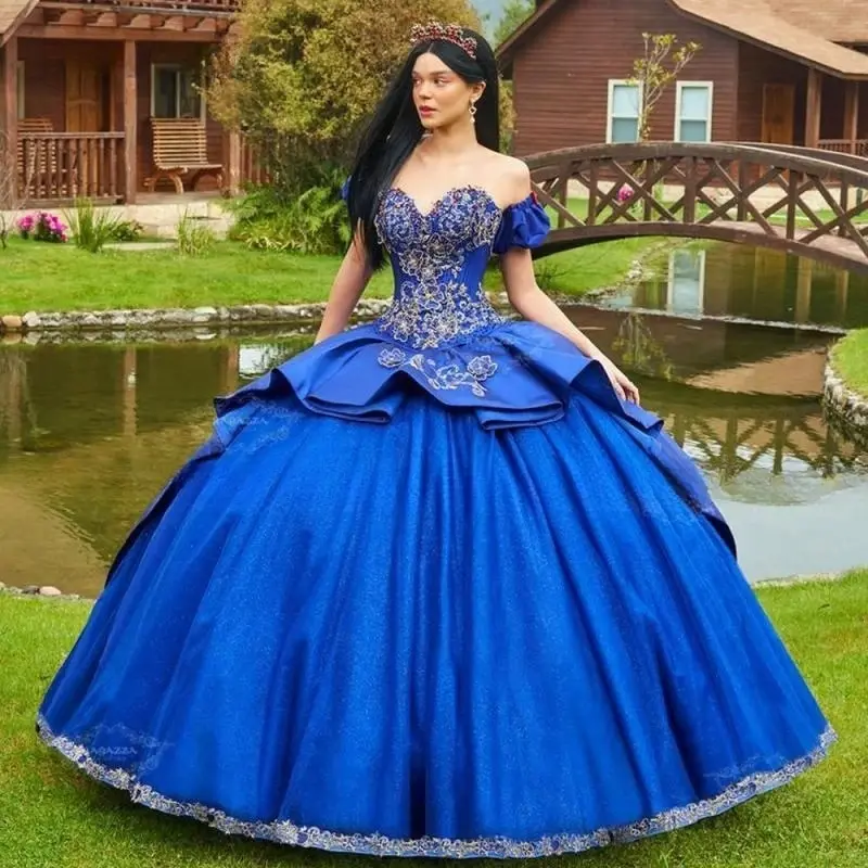 Elegant Blue Quinceanera Dress 2024 Princess Prom Ball Gown Sweet 16 Years Birthday Dress Pageant Mexican customized