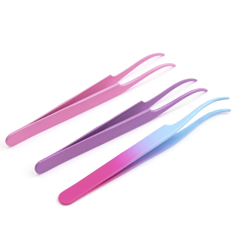 1Pc Lash Tweezers Eyelash Extensions Makeup Tools Stainless Steel Eyebrow Eyelash Tweezers Professional Lash Applicator Tool