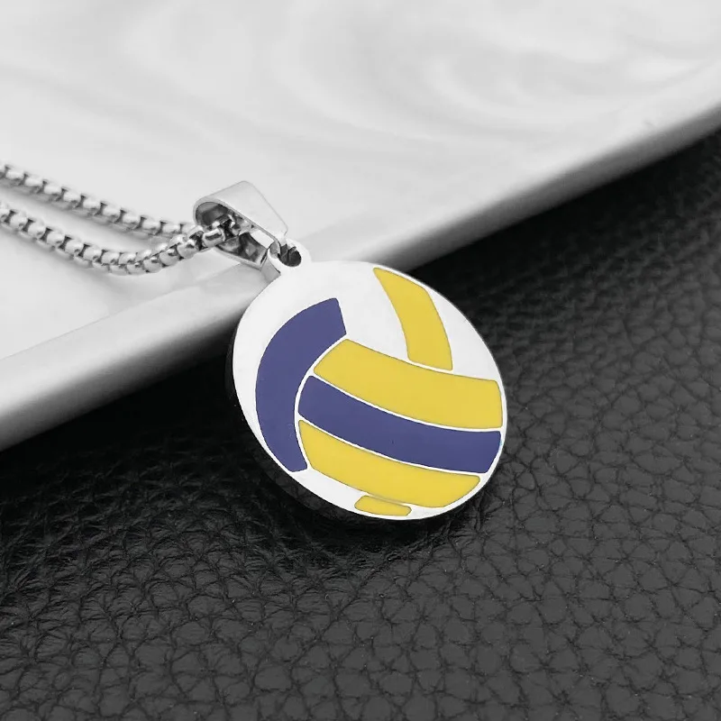 Fashion New Stainless Steel Tide Student Street Ball Sports Pendant Volleyball Sports Series Hundred Matching Accessories Hot