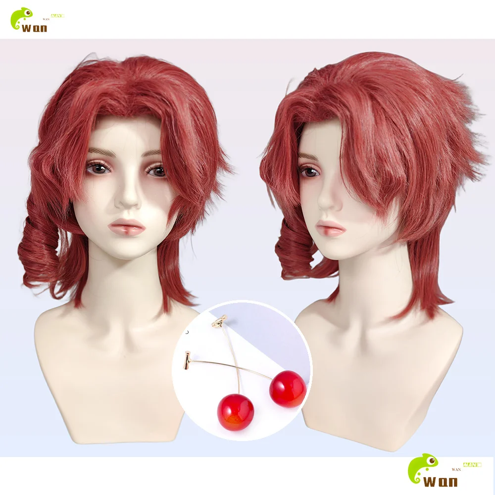 

Anime Kakyoin Noriaki Cosplay Wig Red Short Roman Curls Wigs For Men Halloween Cosplay Anime Wig Heat Resistant Synthetic Hair