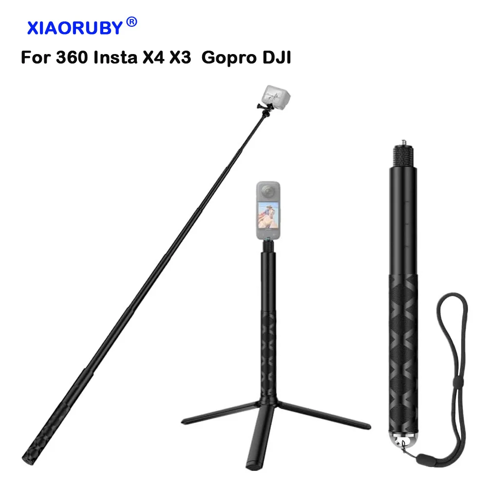 

XIAORUBY Retractable Invisible Selfie Stick with Tripod for Insta360 X4 / X3 Panoramic Action Camera Accessories For Gopro DJI