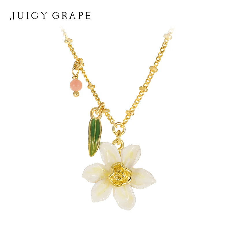 

Juicy Grape 2024 New Arrival Daffodil Necklace for Women Handmake Enamel Flower Necklace Birthday Party Jewelry