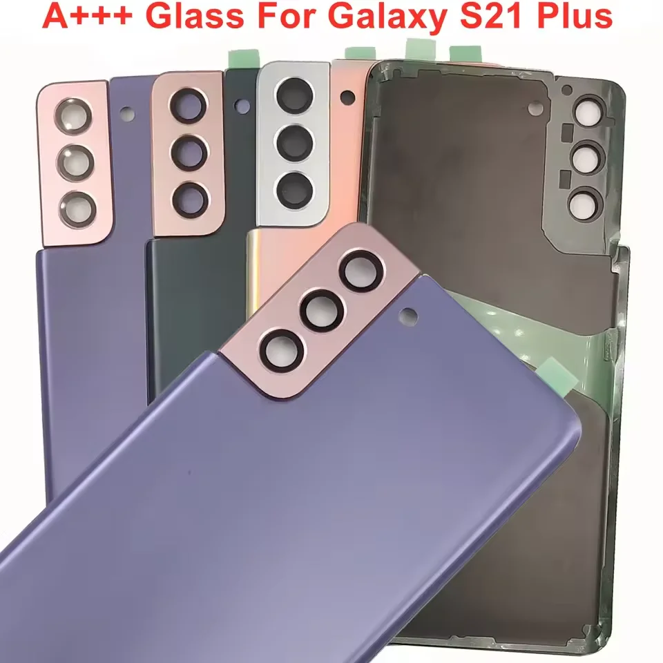 

New With LOGO A+ Glass For Samsung Galaxy S21 Plus 5G Rear Battery Cover Back Lid Door Housing Case With Camera Lens Adhesive