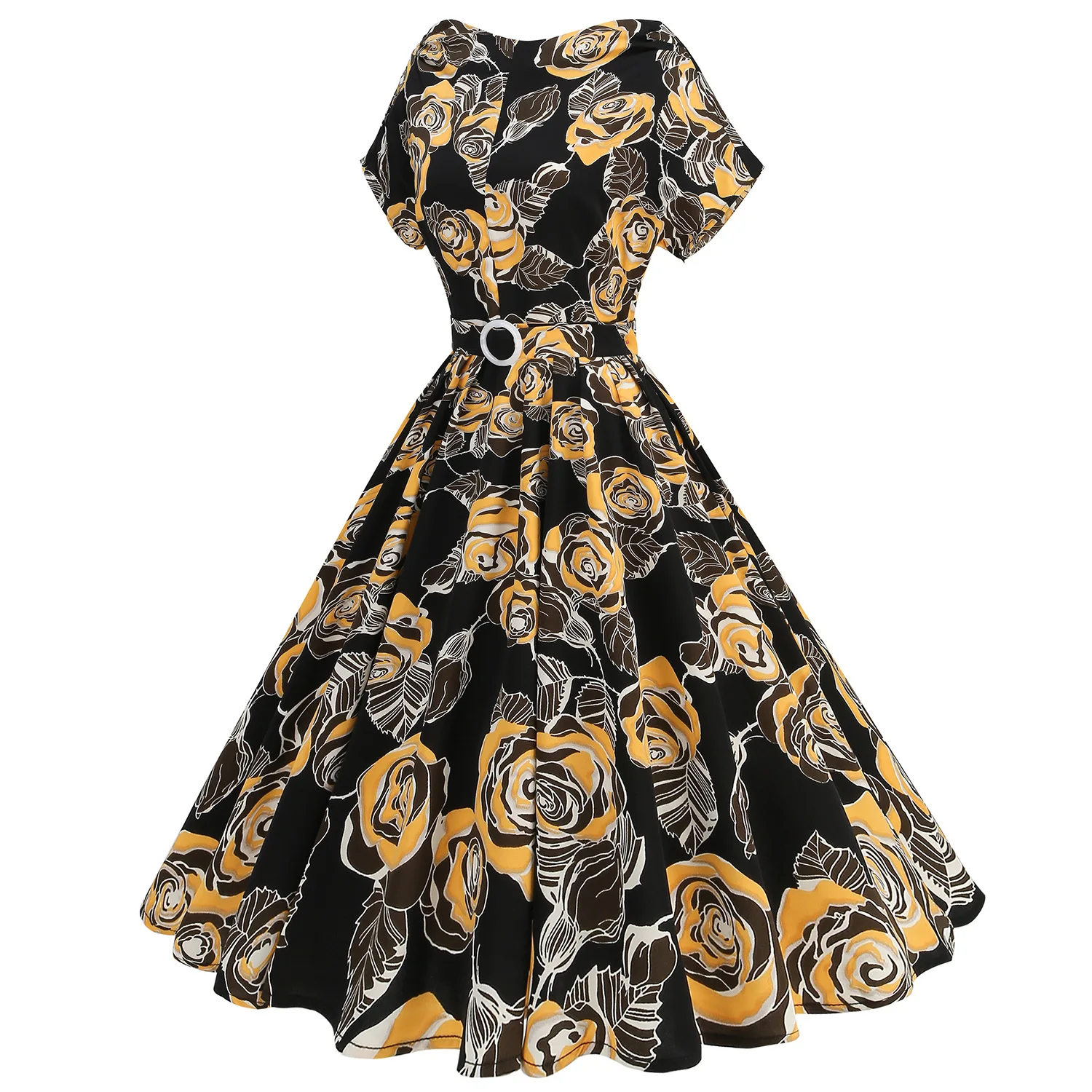 مزاجه الرجعية أزياء أنيقة موجة كبيرة فستان سوينغ كبير #2