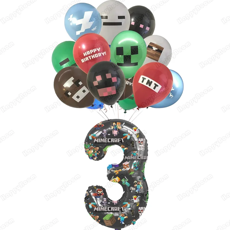 شخصيات لعبة ماي وورلد بالونات اللاتكس لتزيين حفلات أعياد الميلاد للأطفال من 1 إلى 9 أرقام بالون هوائي لاستحمام الطفل ألعاب كروية من اللاتكس #4