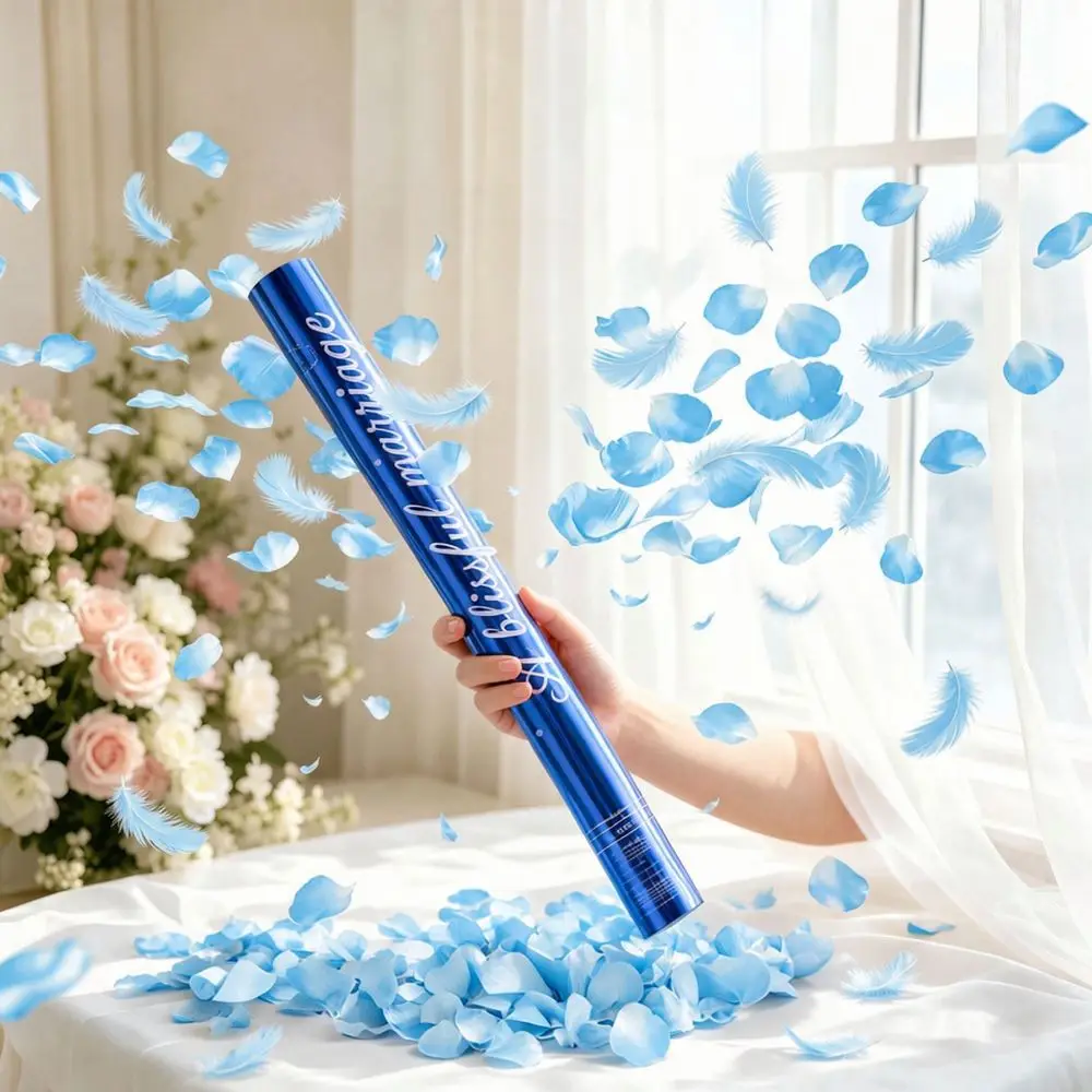 Canon à confettis portatif, lanceur de pétales et de plumes en papier pour la décoration de mariages et de fêtes, accessoire romantique pour anniversaires et événements festifs