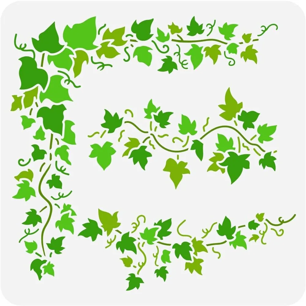 

Ivy Painting Stencil 11.8x11.8 inch Hollow Out Vine Leaves Craft Stencil Reusable Wall Border Leaf Stencil Plastic PET Plant