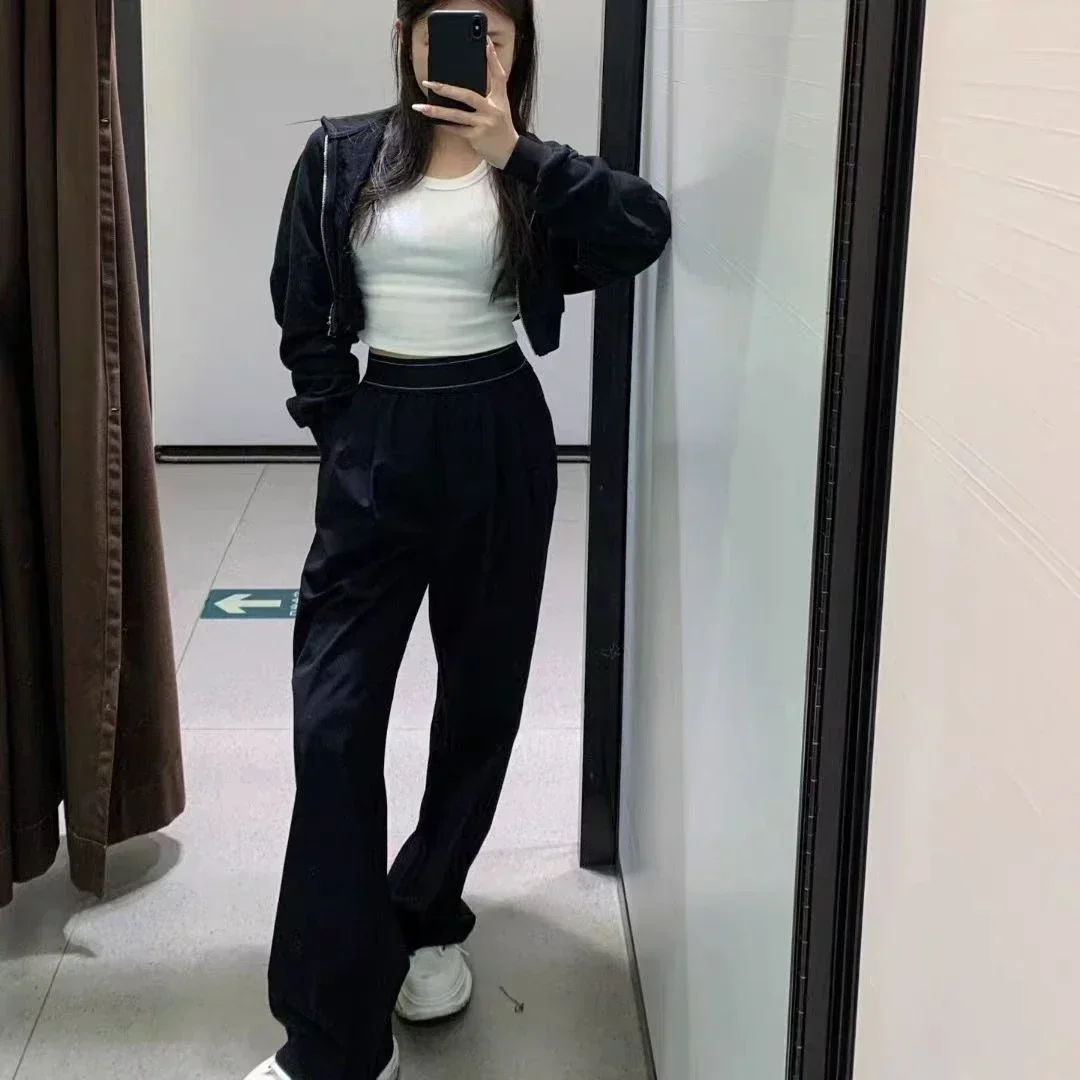 

2025 yoga outfit autumn casual versatile slim fit drape wide leg pants loose fit breathable straight leg sports pants
