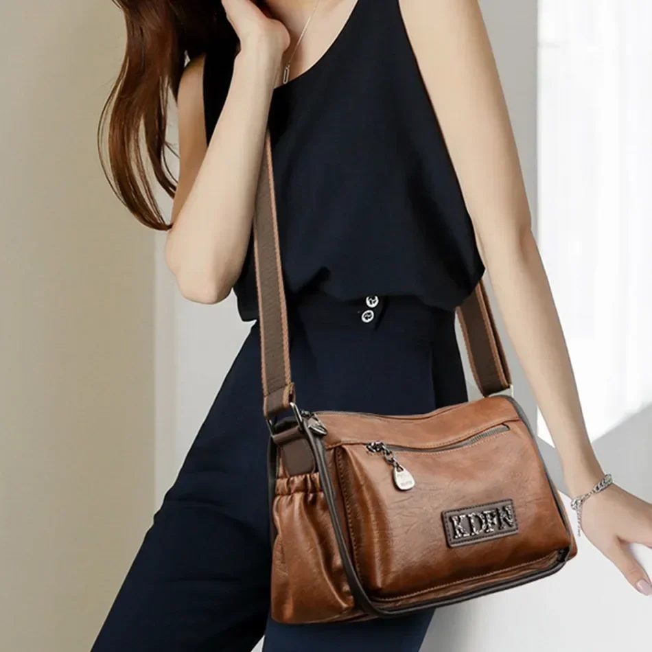 High-quality Leather Handbags for Women Luxury Designer Shoulder Crossbody Bags Soft New Ladies Casual Tote Messenger Bag 2024