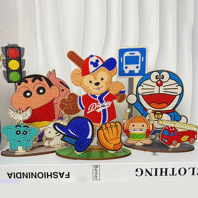 Doraemon Winnie the Pooh Cartoon Character Diamond Painting DIY Decorative Figurine Souvenirs Kids Birthday Gift