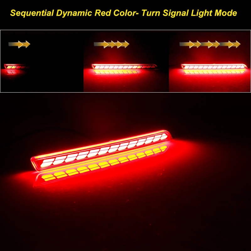 iJDM Bumper Reflector Lights For 2021-2024 Toyota Sienna,Function as Tail (Rear Fog Lamps),Strobe Brake & Blink Turn Signal Ligh - view 3