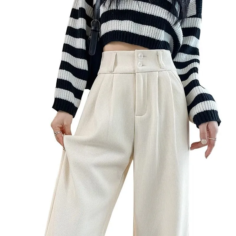 

Exquisite Elegant Versatile Wide Leg Women's Pants for Autumn and Winter High Waisted and Drooping Casual Straight Leg Pants