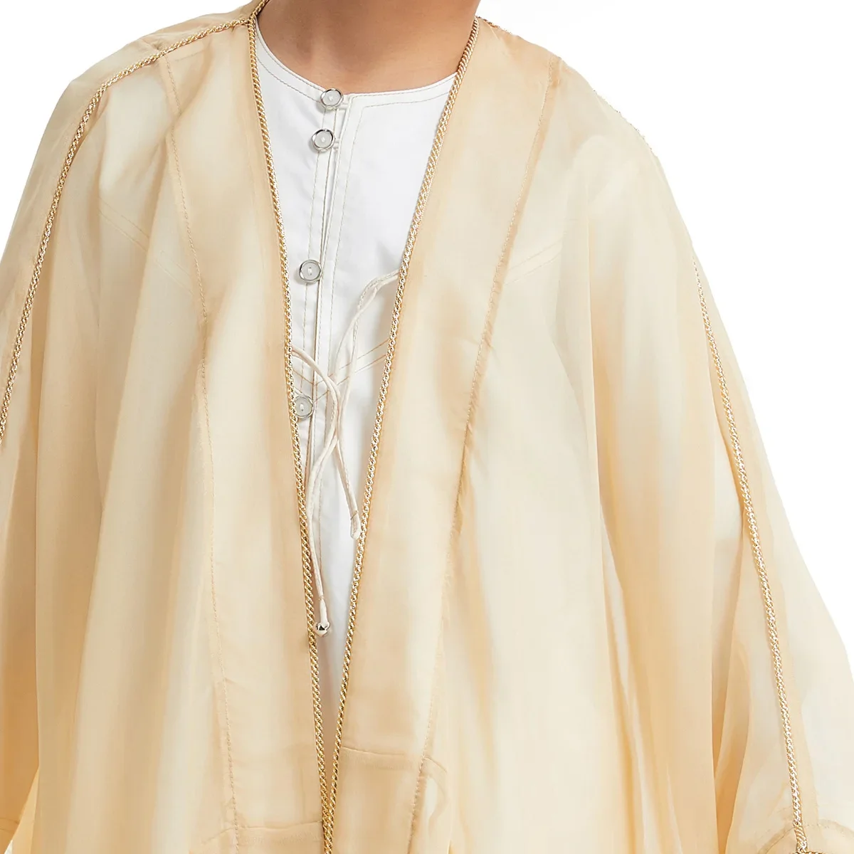 Middle East Teen-Agers Thin Cardigan Eid Muslim Boys Robe Jubba Thobe Open Abaya Dubai Turkey Kids Kaftan Arab Islamic Dress