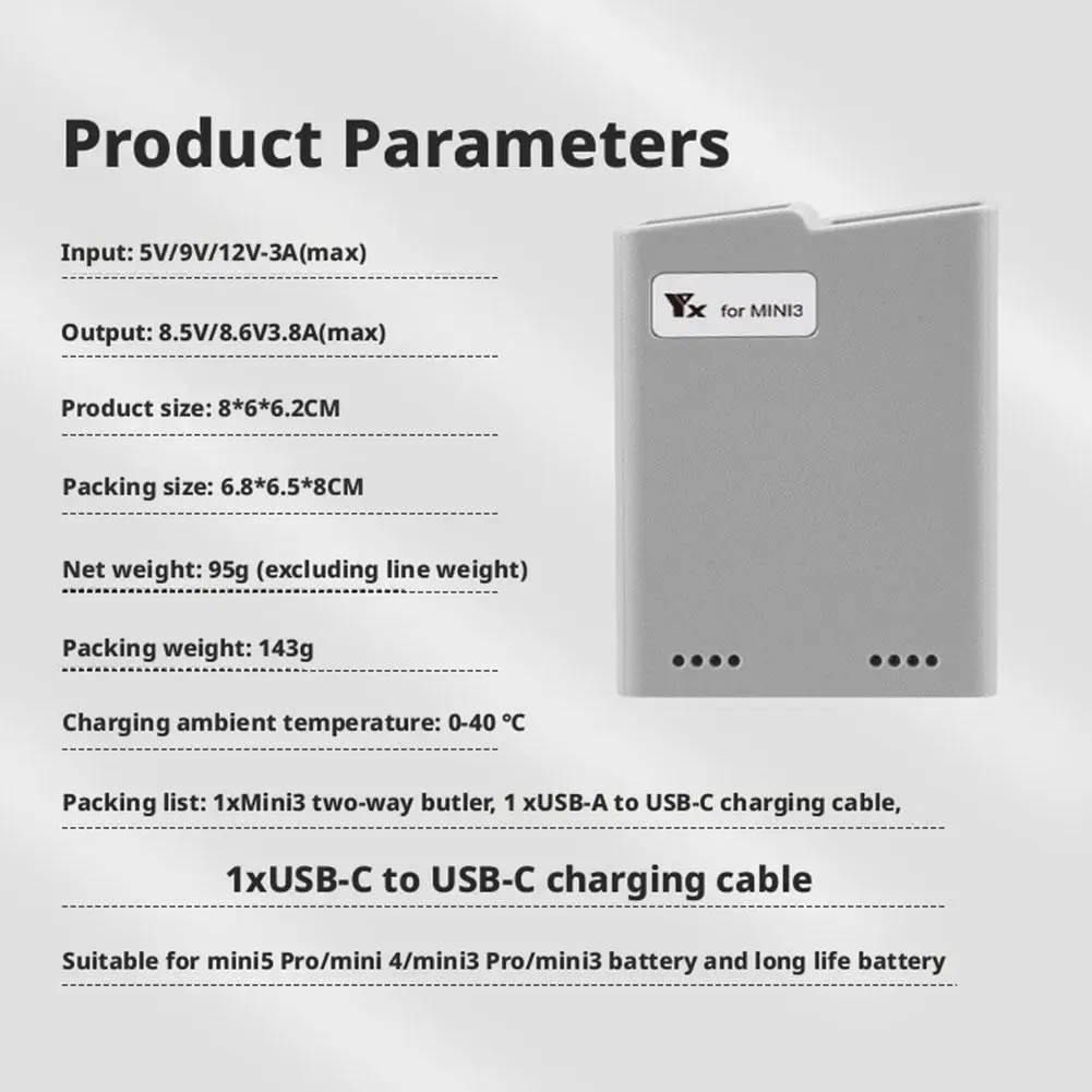 Two-way Digital Display Charging Hub Battery Intelligent Charger for DJI Mini 4 Pro/Mini 3 Pro Charging Butler Power Bank Drone