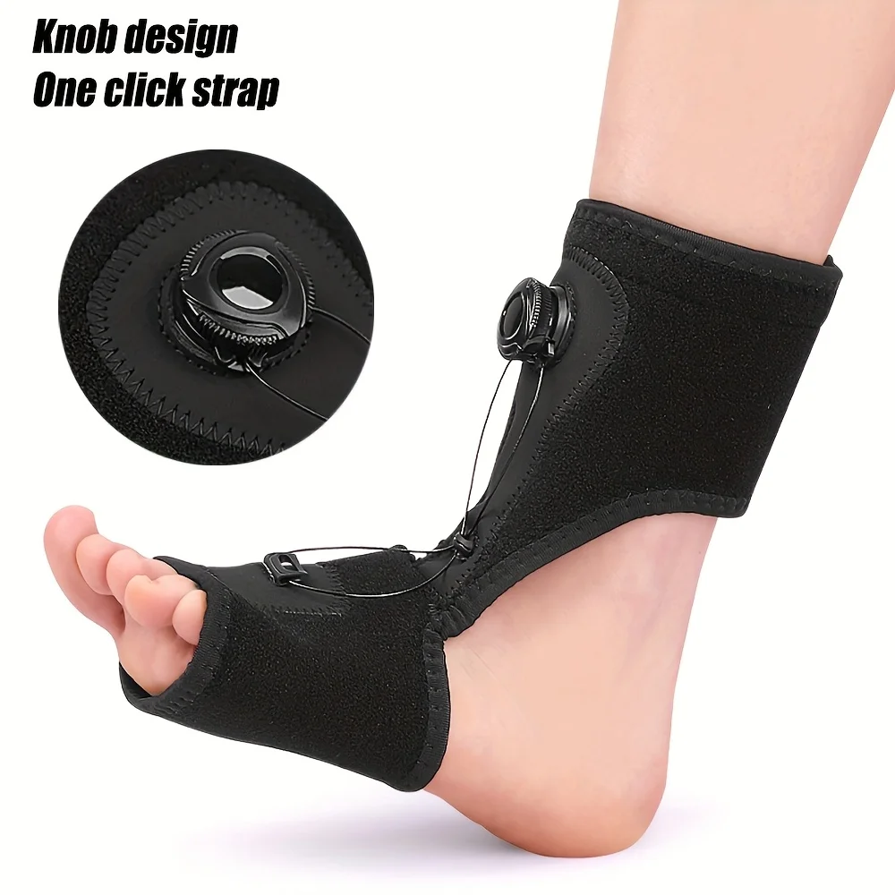 

1pc Compression Ankle Brace Night Splint, Drop Foot Brace Adjustable Rotating Knob Sleep Support for Women and Men Foot Drop
