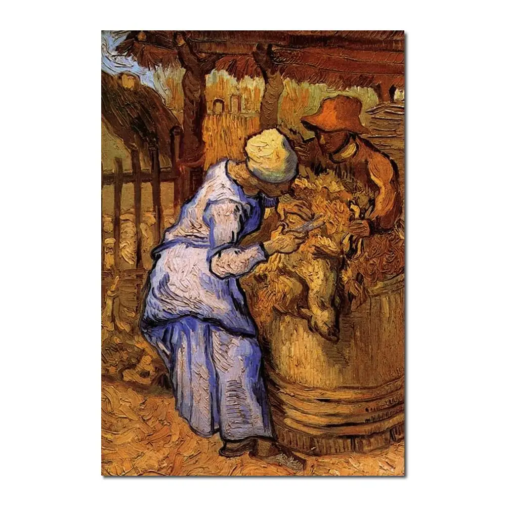 Figure Canvas Art Sheep-shearers the After Millet Vincent Van Gogh Painting Reproduction Handmade High Quality Family Room Decor