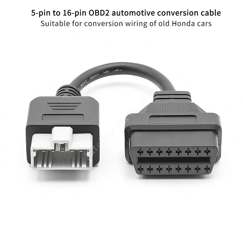 

Автомобильный преобразовательный кабель OBD2 с 5-контактным на 16-контактный. Подходит для преобразования проводки старых автомобилей Honda.
