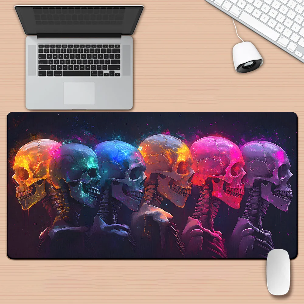 Neon Glow Skeletons XXL Gaming Desk Mat Large Mouse Pad Non-Slip Rubber Base Keyboard Mat for PC Office