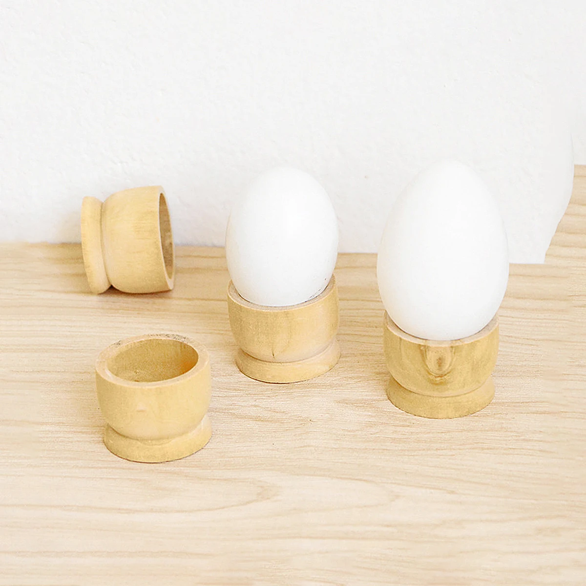 

12Pcs Colorful Wooden Easter Egg Holder Classic DIY Egg Cup Tray Kitchen Storage Container for Painting Stacking Games