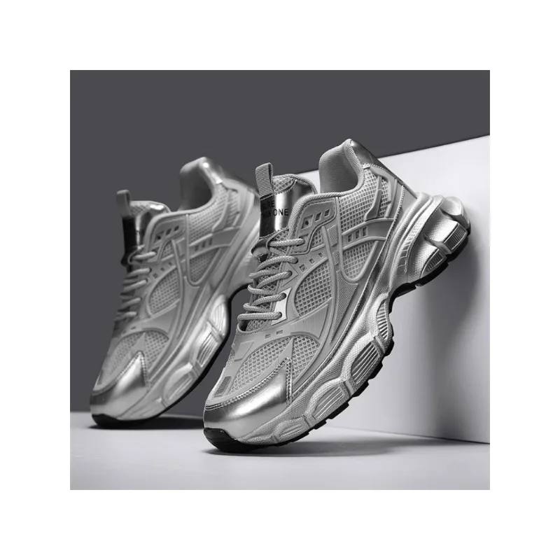 

2025 New Men's fashion casual sports shoes Four seasons breathable soft-soled non-slip outdoor running shoes thick-sole sneakers