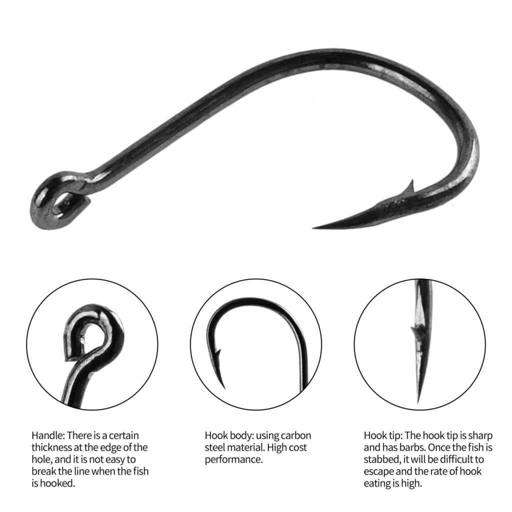 100Pcs Fishing Hooks Set Carbon Steel Single Circle Fishing Hook Fly Fishing Jip Barbed Carp Hooks Sea Tackle Accessories