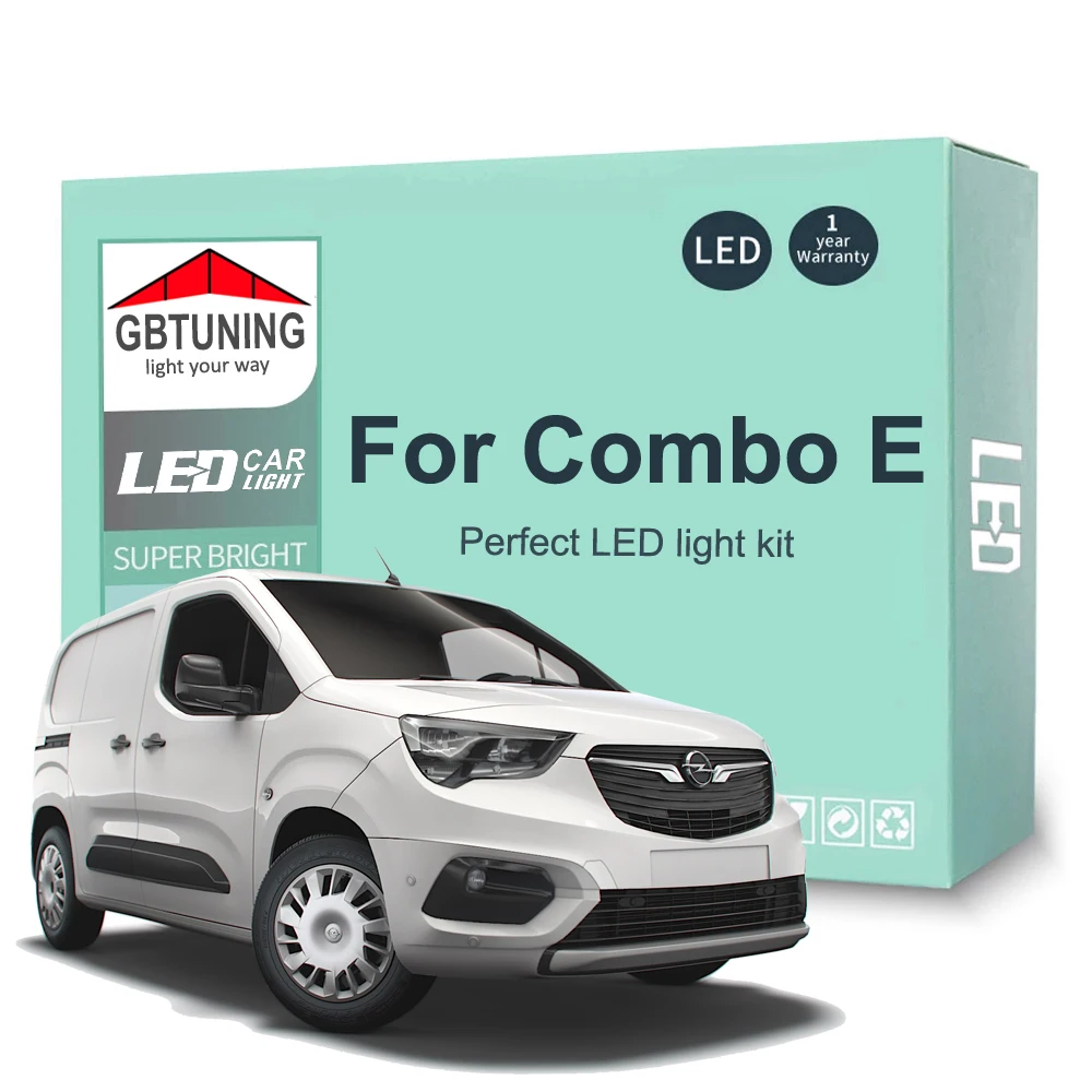 14Pcs Car Accessories For Opel Vauxhall Combo E 2018-2023 Canbus Vehicle Indoor Reading Dome Trunk LED Interior Light Bulb Kit