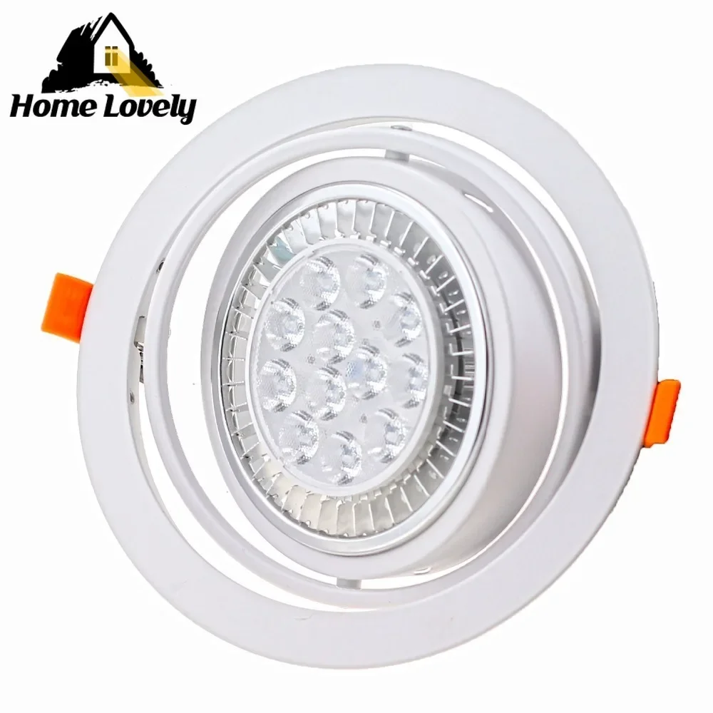 Luz de teto embutida ajustável redonda LED, Spot Bulb Fixture, Downlight para AR111, Cup Bulbs Holder Fitting