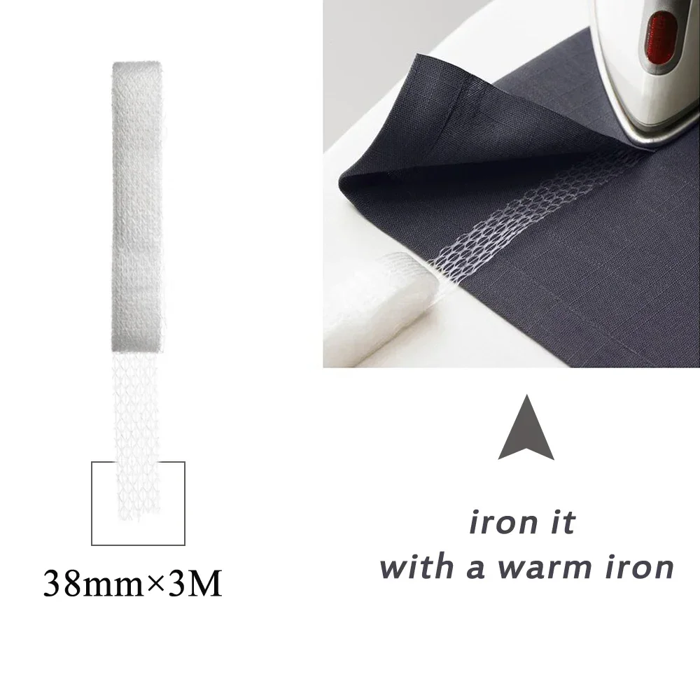 Fusible Cloth Adhesive Tape Bonded Fabric With Seam Flanging Non-Woven Lining Seam Accessories Handmade DIY Fabric 3m*38mm