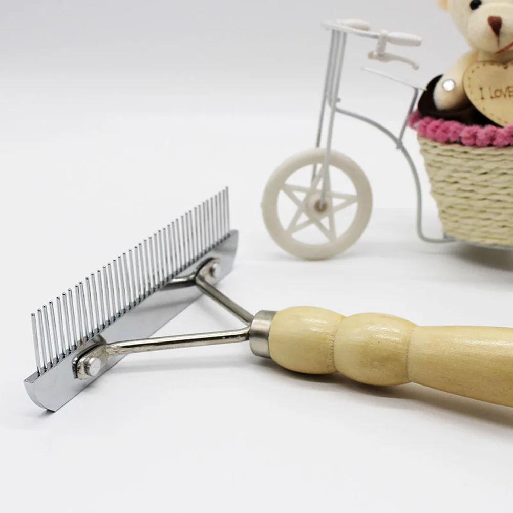 

Wooden Handle Pet Dog Cat Grooming Comb Stainless Steel Slicker Brush for Shedding Tangles Puppies Comb for Curly Hair