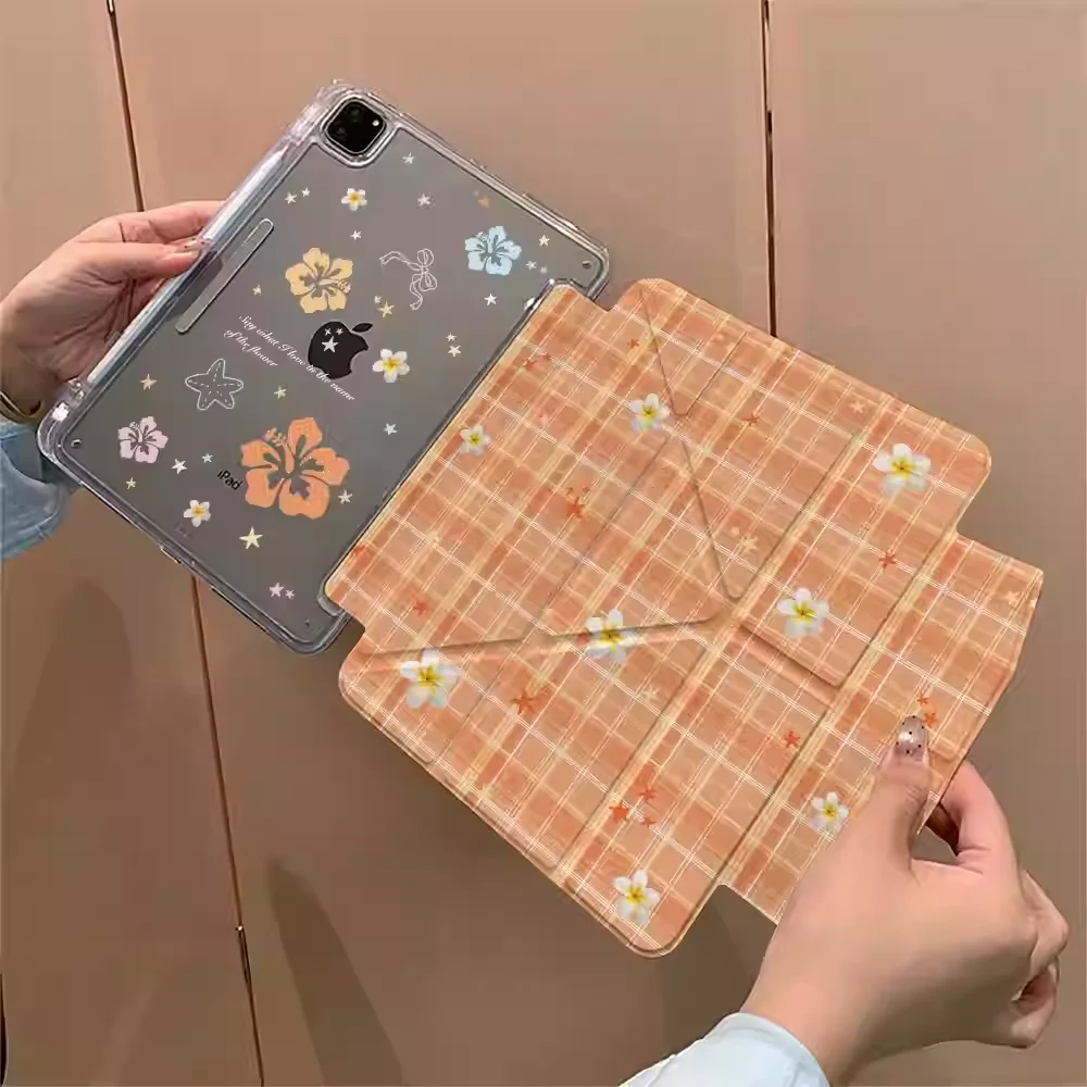 

Чехол Ins Checkered Flower Sea Table Case для iPad Pro 11 12.9 13 M2 M3 M4 M5, чехол для iPad 8.3 9.7 10.2 5/6/7/8/9/10/11-го поколения, Air 3 4 5 6 7