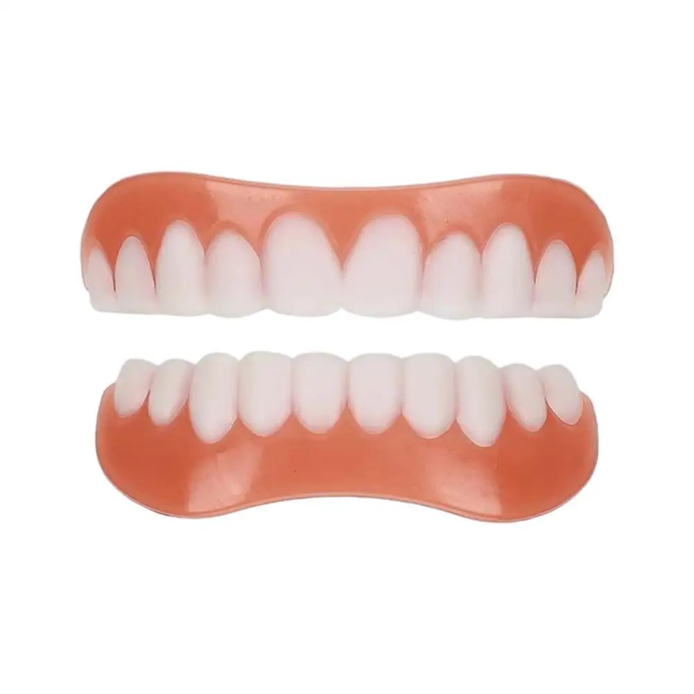 2pcs/set Silicone Cosmetic Denture Upper/lower Cover Beauty Tool Braces Care Silicone Simulation Dental Prosthes