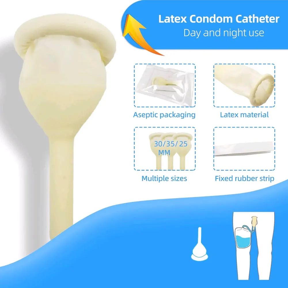 1set Disposable Male External Catheter Medical Sterilized Latex Catheter Incontinence Urinary Catheter Urine Collector Elderly