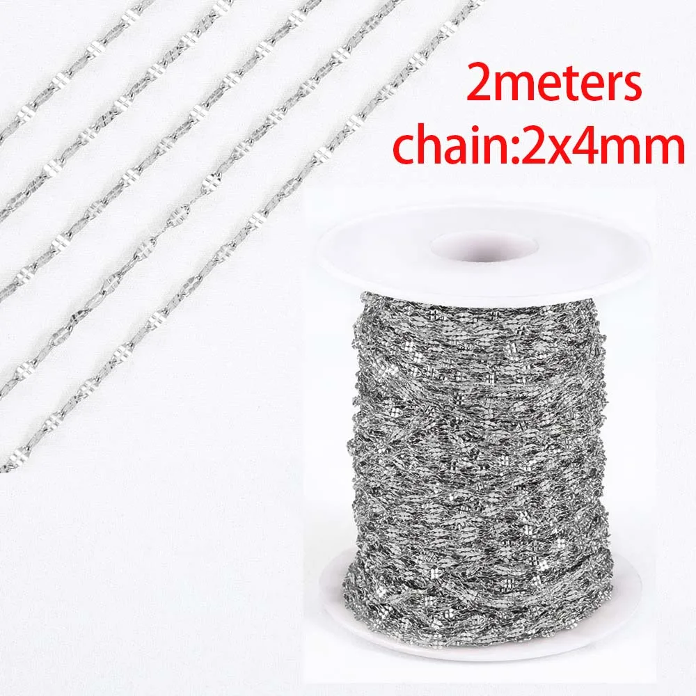 Kein Verblassen, 2 Meter Edelstahlketten für die Schmuckherstellung, DIY-Halskette, Armband, Zubehör, Goldkette, Lippen, Perlen, Perlenkette