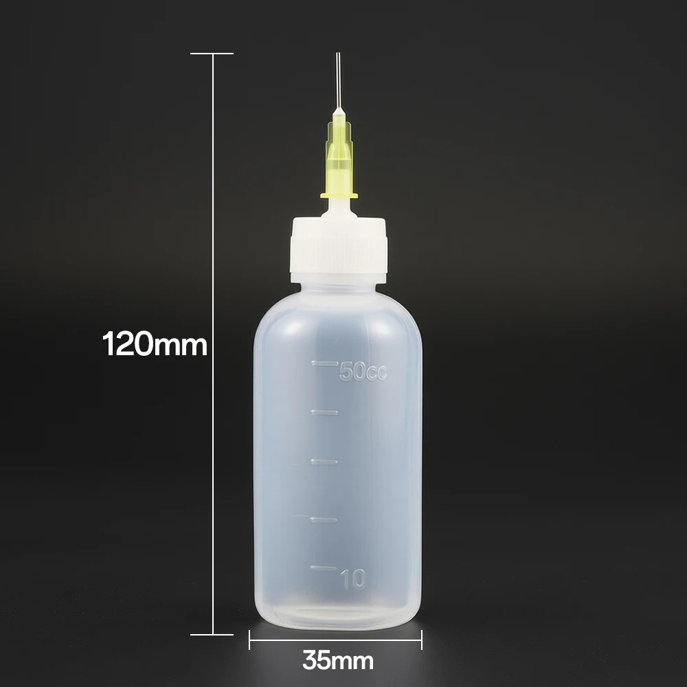 6pcs 50ml Transparent Glue Bottle Squeezable Applicator Plastic Liquid Bottle with 50pcs Dispensing Needle Suitable for Glue DIY