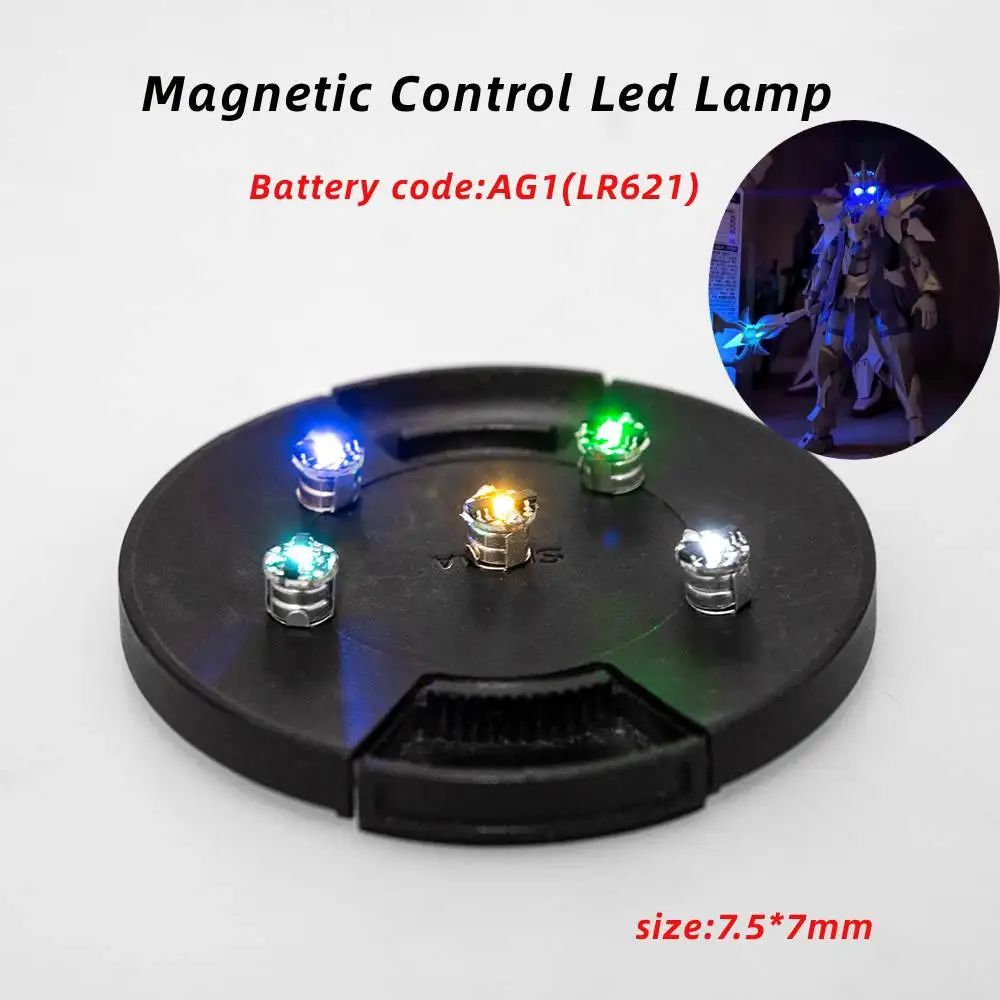 Mini lámpara Led de Control magnético de 7,5x7mm, luces inalámbricas, juguetes para hacer modelos Diy/modelo de avión/coches/doramas con batería, 1 ud.