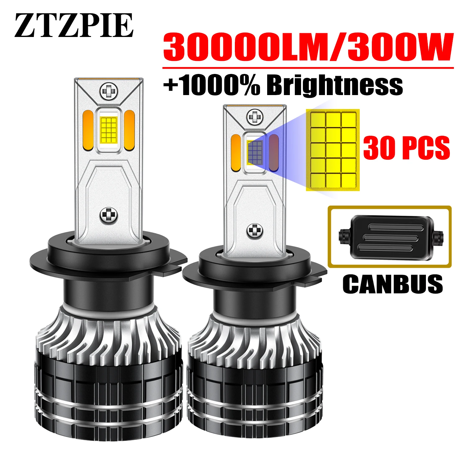 ZTZPIE 30000lm Powerfu 6000k White 9005/HB3 9006/HB4 H1 H7 H4 H11 K5C Canbus Led Car Headlight CSP 9570 Lamp 300W 12V Fog Light