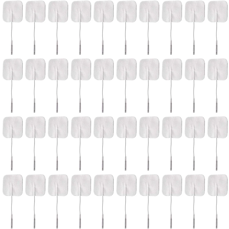 40Pcs TENS Unit Pads, 2X2 Electrodes For EMS Muscle Stimulator Electrotherapy Pads