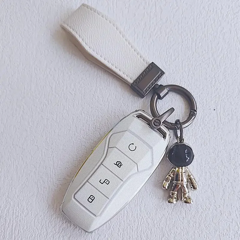 For BYD White TPU Key Case Leather Key Chain Suitability Han EV Qin Pro Song Pro Plus Max Tang Dmi Dolphin Yuan E9 E3