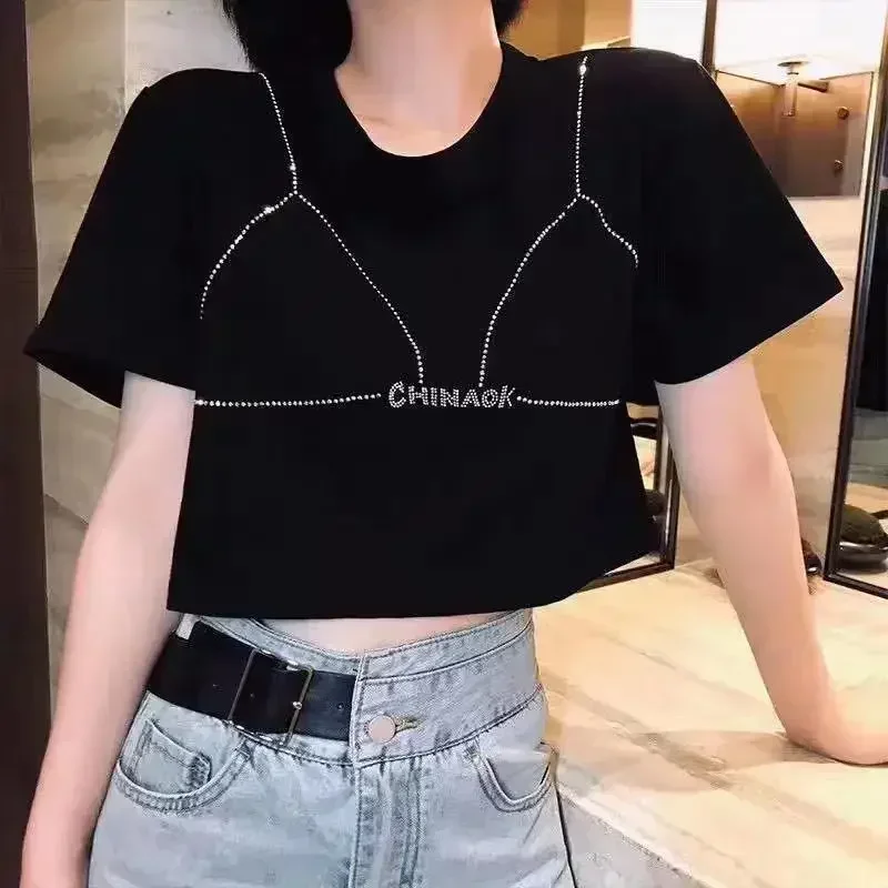 New Fashion Casual Woman Tshirts Women Sexy Tops Female Lady Beautiful Aesthetic Hollowed out Bra printing T-Shirts Dropshipping