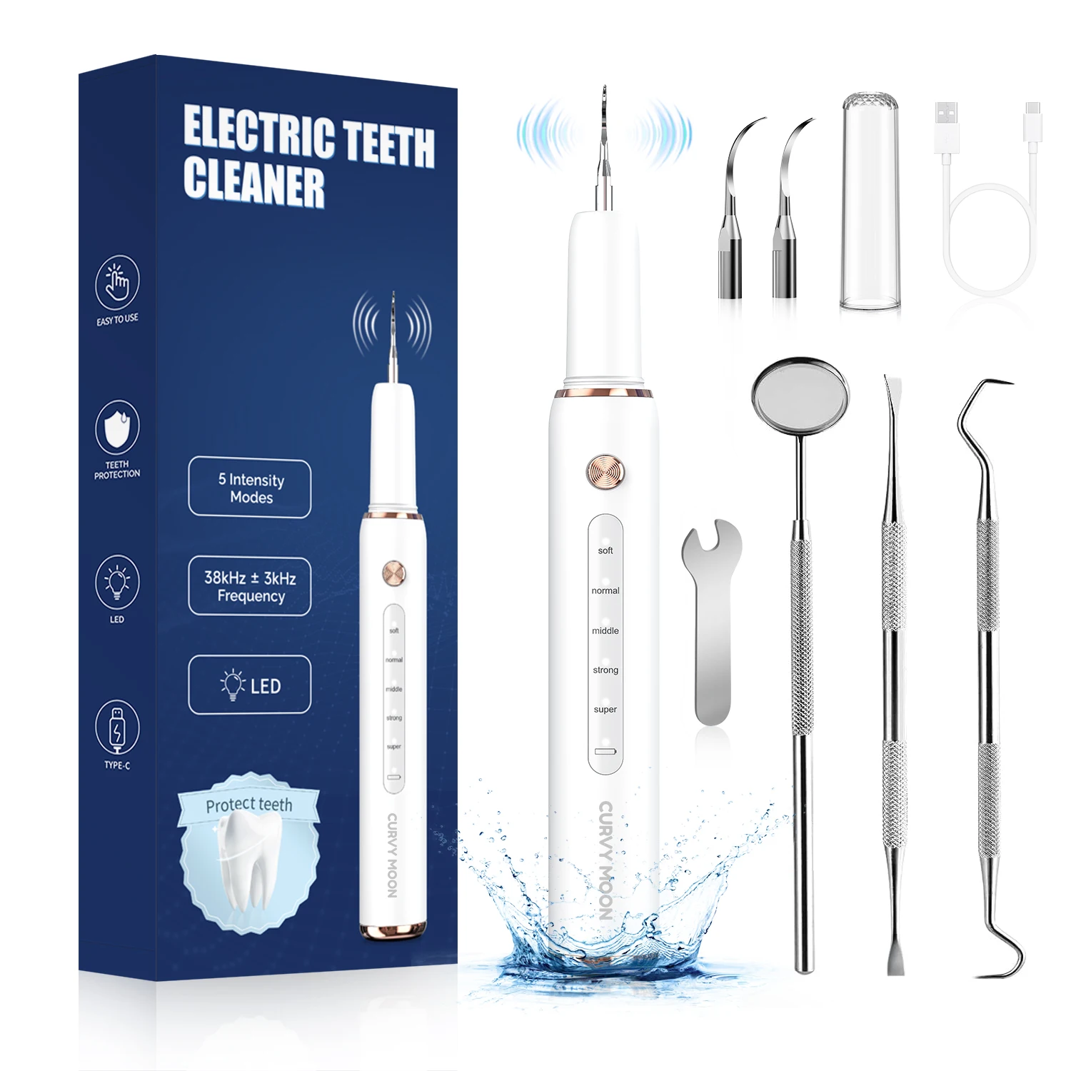 Ultrasonic Dental Scaler For Teeth Tartar Stain Tooth Calculus Remover Electric Sonic Teeth Plaque Cleaner Dental Stone Removal
