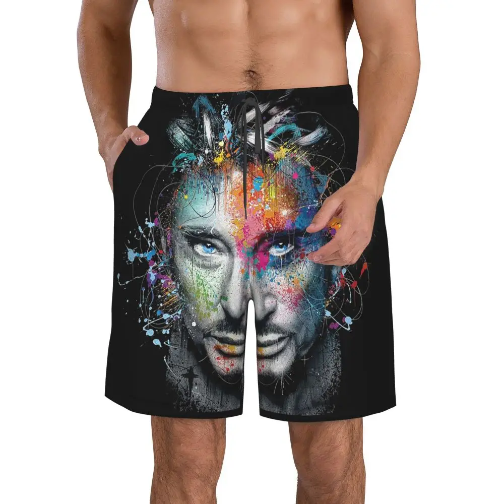 

Johnny Hallyday Men's Cool Youth Flat Corner Shorts Street Stretch Shorts Beach Shorts Street Sportswear Loose Plus Size